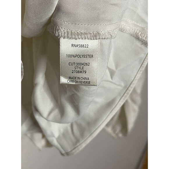 Max Studio Women's Large Long Sleeve Wrap Ruffle Front Top Blouse Off White - Picture 5 of 6